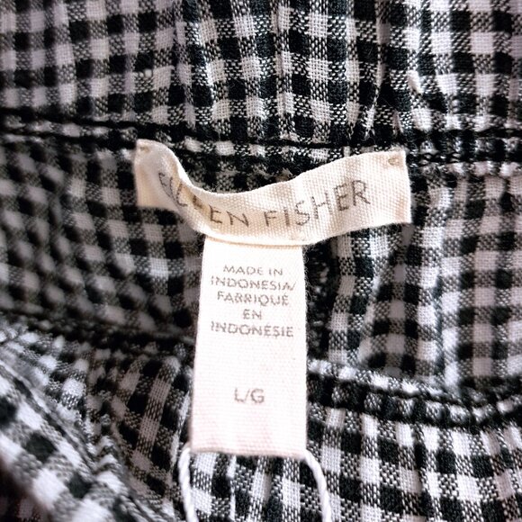 Eileen Fisher Tapered Ankle Linen Pants Black and White Size Large - Picture 7 of 10